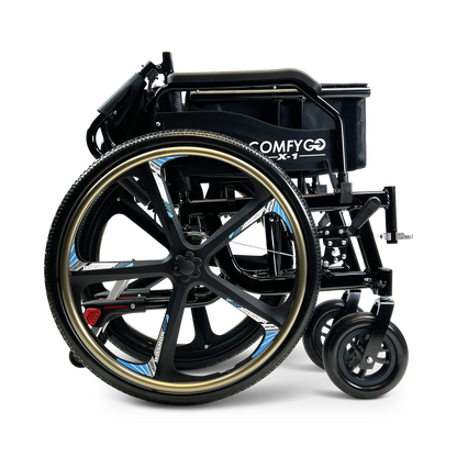 X-1 SE ComfyGO Lightweight Manual Wheelchair with Quick-Detach Wheels Black