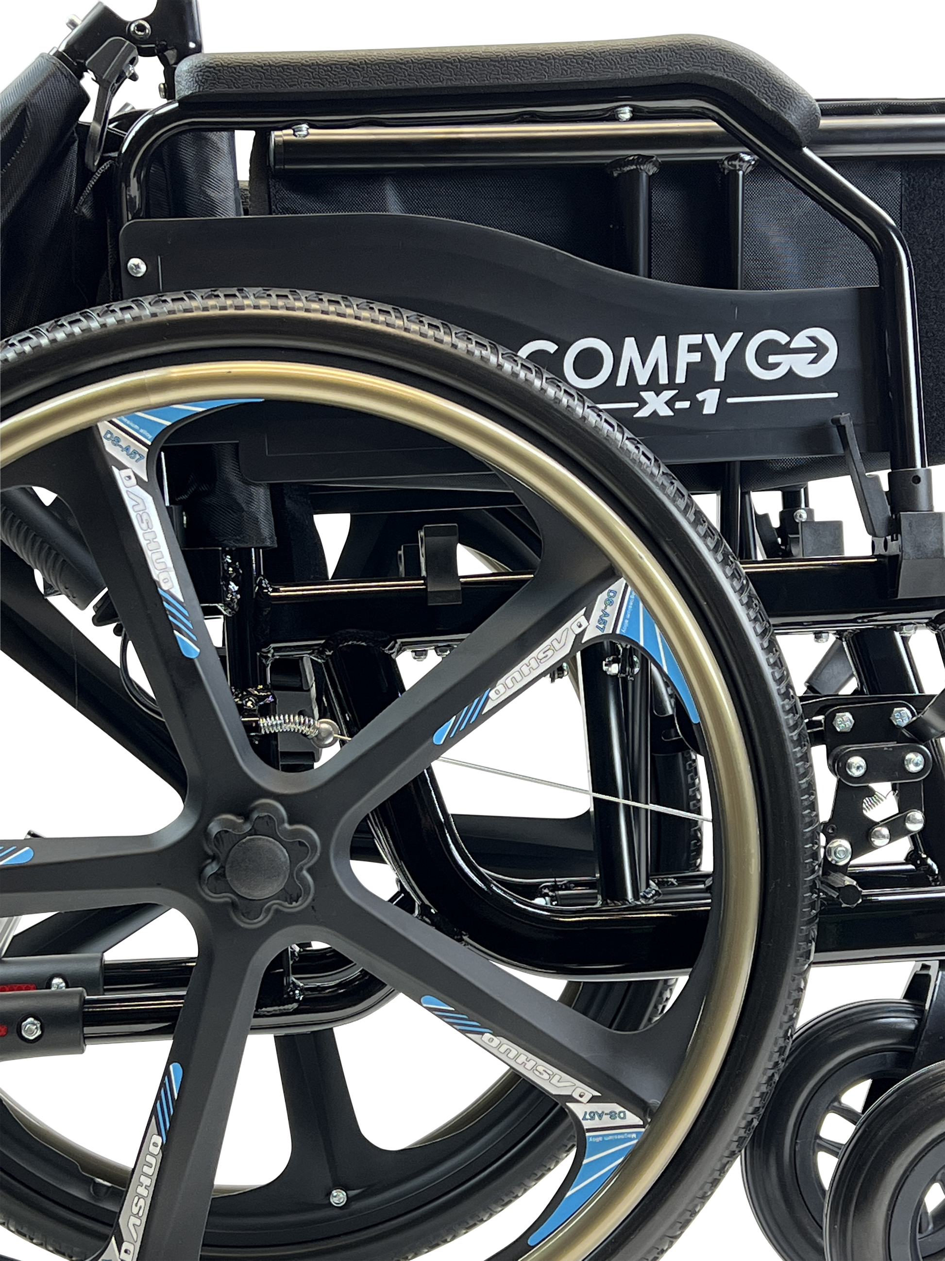 X-1 SE ComfyGO Lightweight Manual Wheelchair with Quick-Detach Wheels Black