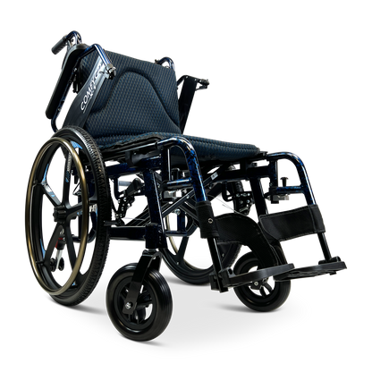 X-1 SE ComfyGO Lightweight Manual Wheelchair with Quick-Detach Wheels Blue