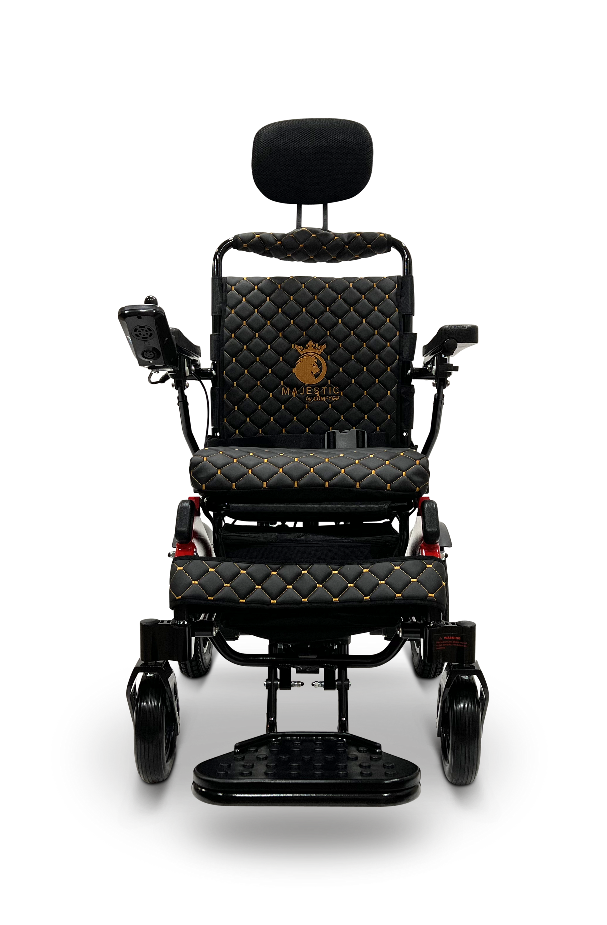 MAJESTIC IQ-9000 Auto Recline Remote Controlled Electric Wheelchair Black & Red Black 