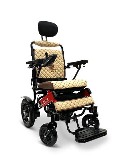 MAJESTIC IQ-9000 Auto Recline Remote Controlled Electric Wheelchair Black & Red Coffee