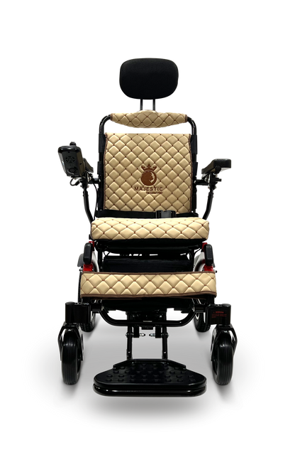 MAJESTIC IQ-9000 Auto Recline Remote Controlled Electric Wheelchair Black & Red Coffee