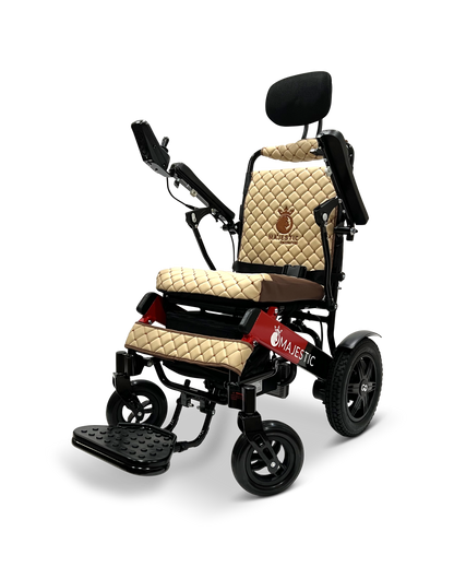 MAJESTIC IQ-9000 Auto Recline Remote Controlled Electric Wheelchair Black & Red Coffee