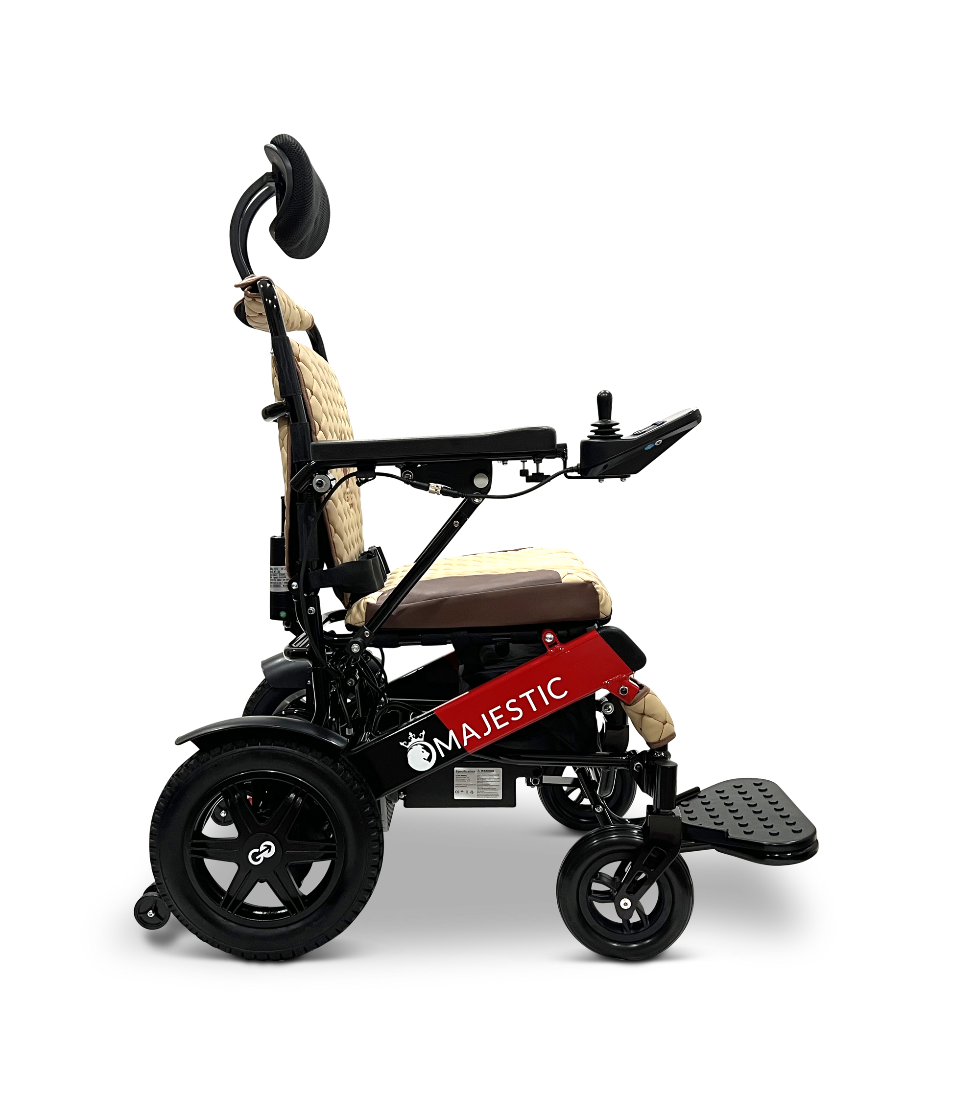 MAJESTIC IQ-9000 Auto Recline Remote Controlled Electric Wheelchair Black & Red Coffee