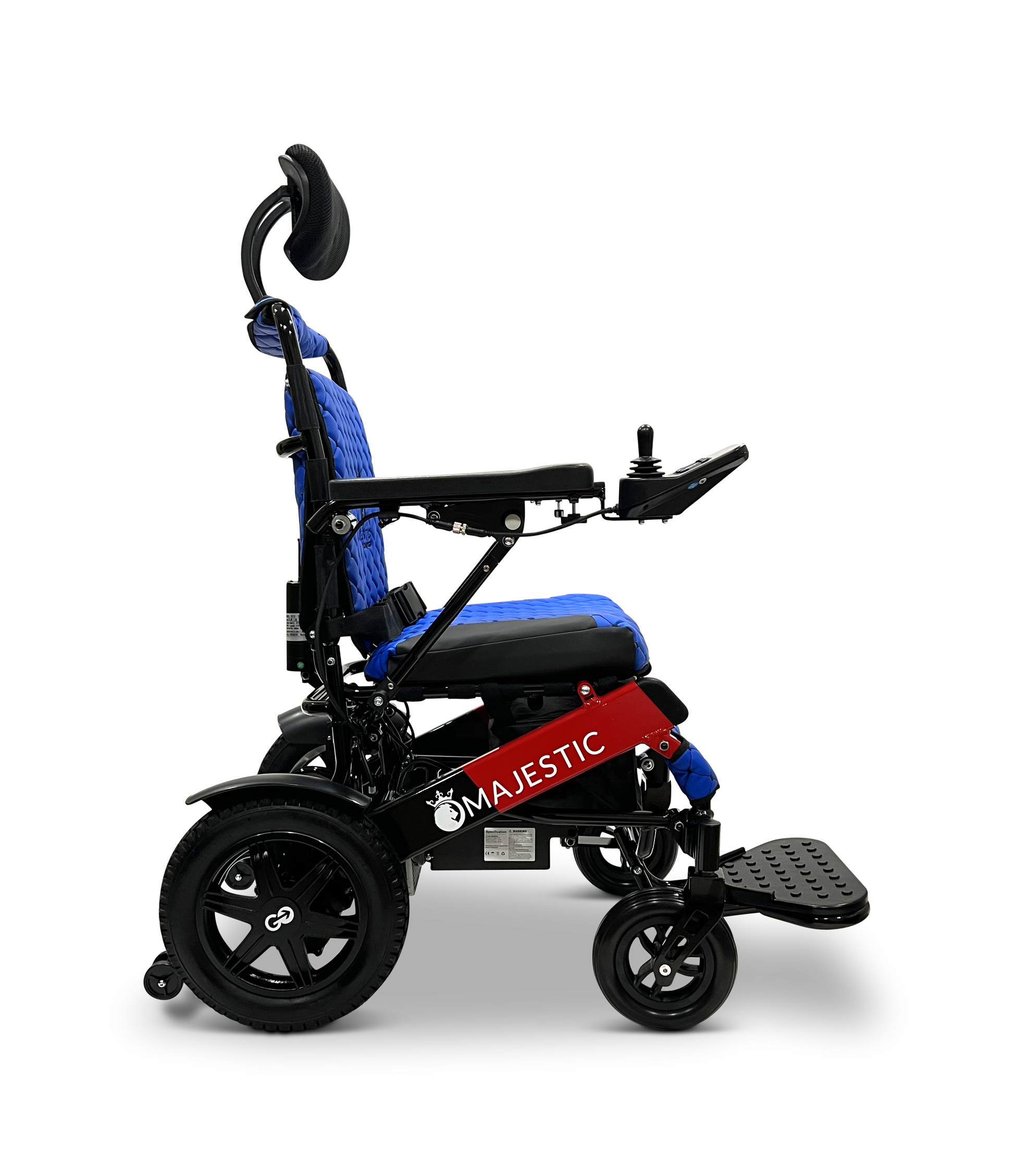 MAJESTIC IQ-9000 Auto Recline Remote Controlled Electric Wheelchair Black & Red Blue