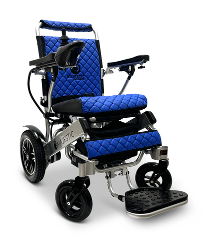 MAJESTIC IQ-8000 Remote Controlled Lightweight Electric Wheelchair Silver Blue