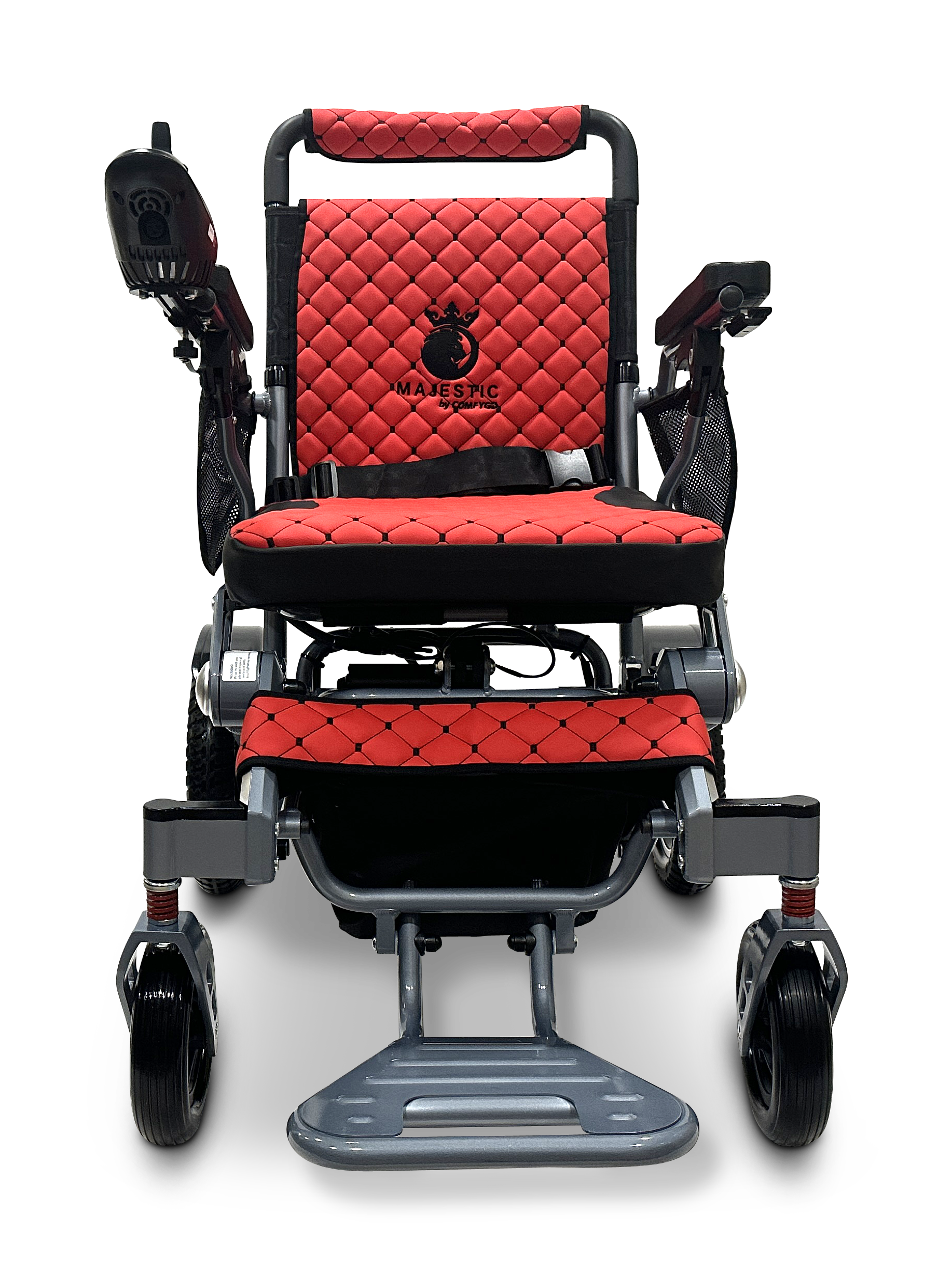 MAJESTIC IQ-7000 Auto Folding Remote Controlled Electric Wheelchair Silver Red