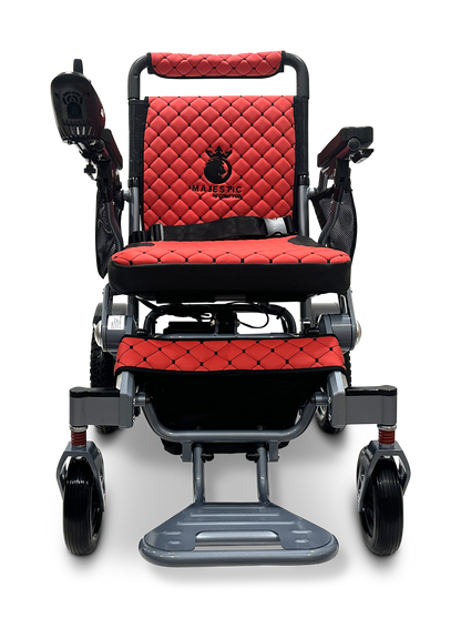 MAJESTIC IQ-7000 Auto Folding Remote Controlled Electric Wheelchair Silver Red