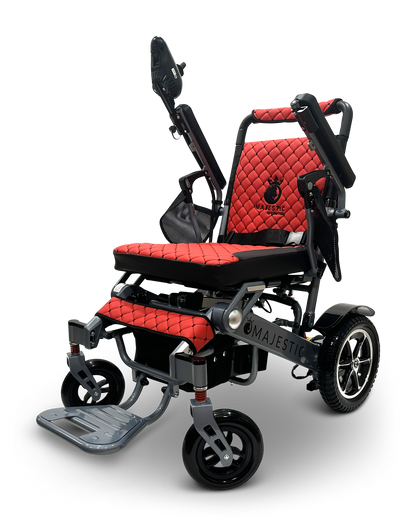 MAJESTIC IQ-7000 Auto Folding Remote Controlled Electric Wheelchair Silver Red
