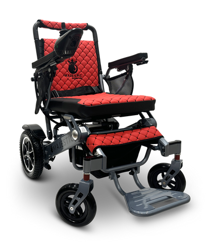 MAJESTIC IQ-7000 Auto Folding Remote Controlled Electric Wheelchair Silver Red