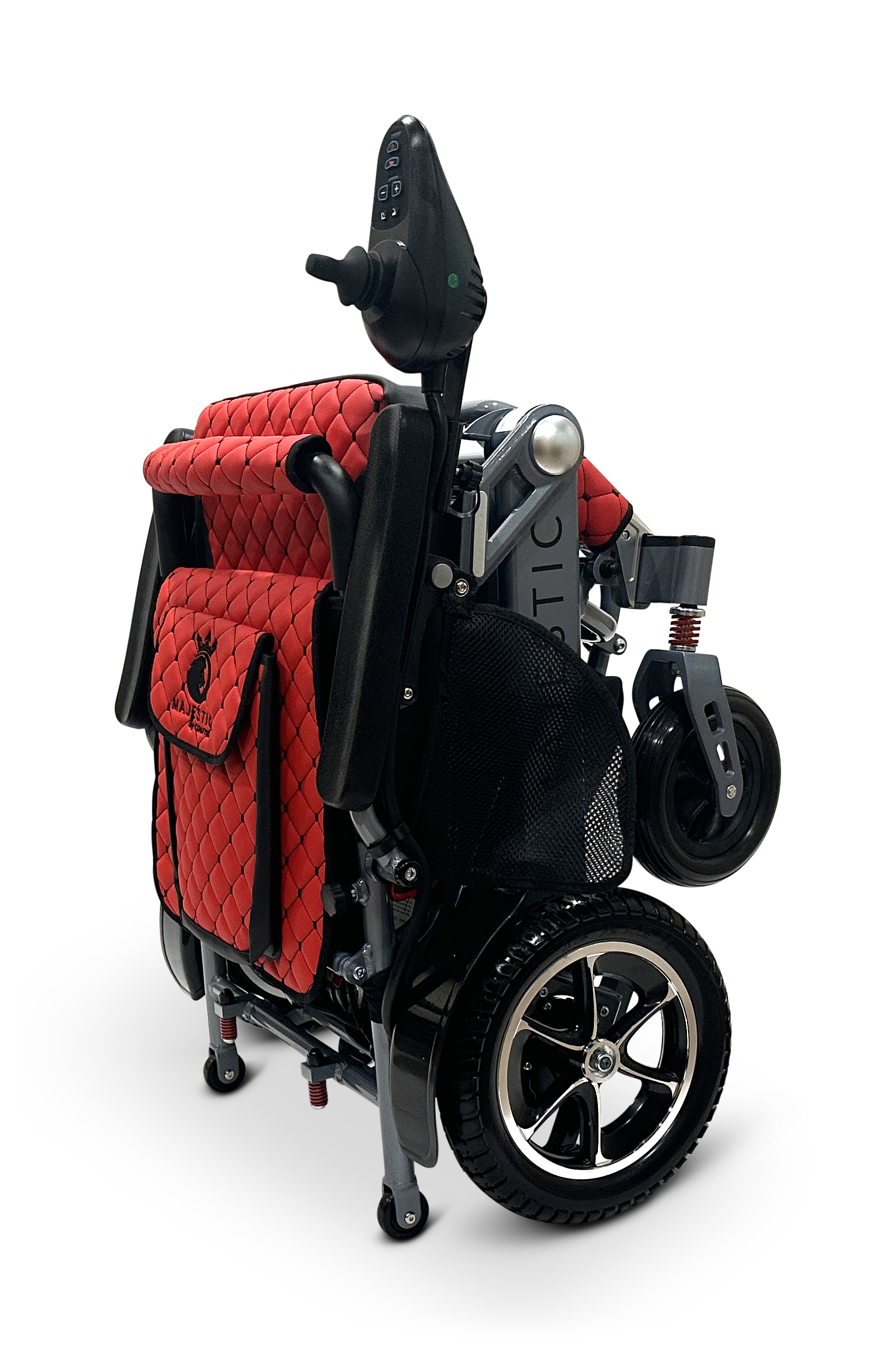 MAJESTIC IQ-7000 Auto Folding Remote Controlled Electric Wheelchair Silver Red