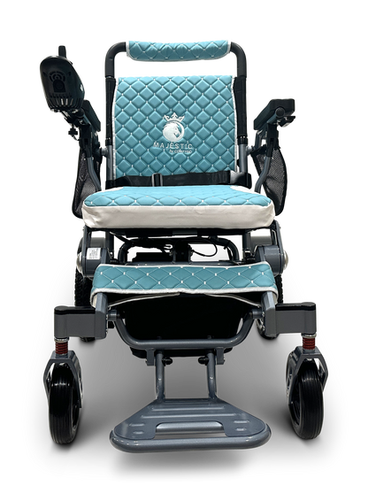 MAJESTIC IQ-7000 Auto Folding Remote Controlled Electric Wheelchair Silver Teal