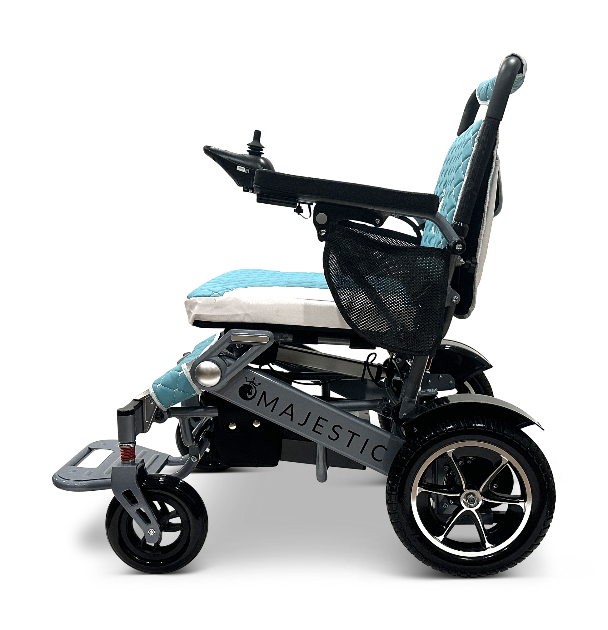 MAJESTIC IQ-7000 Auto Folding Remote Controlled Electric Wheelchair Silver Teal