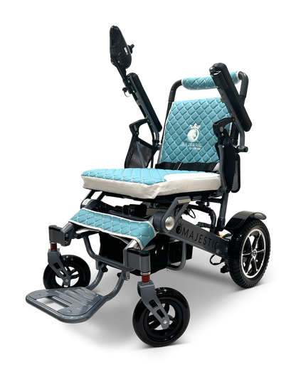 MAJESTIC IQ-7000 Auto Folding Remote Controlled Electric Wheelchair Silver Teal