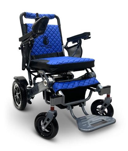 MAJESTIC IQ-7000 Auto Folding Remote Controlled Electric Wheelchair Silver Blue