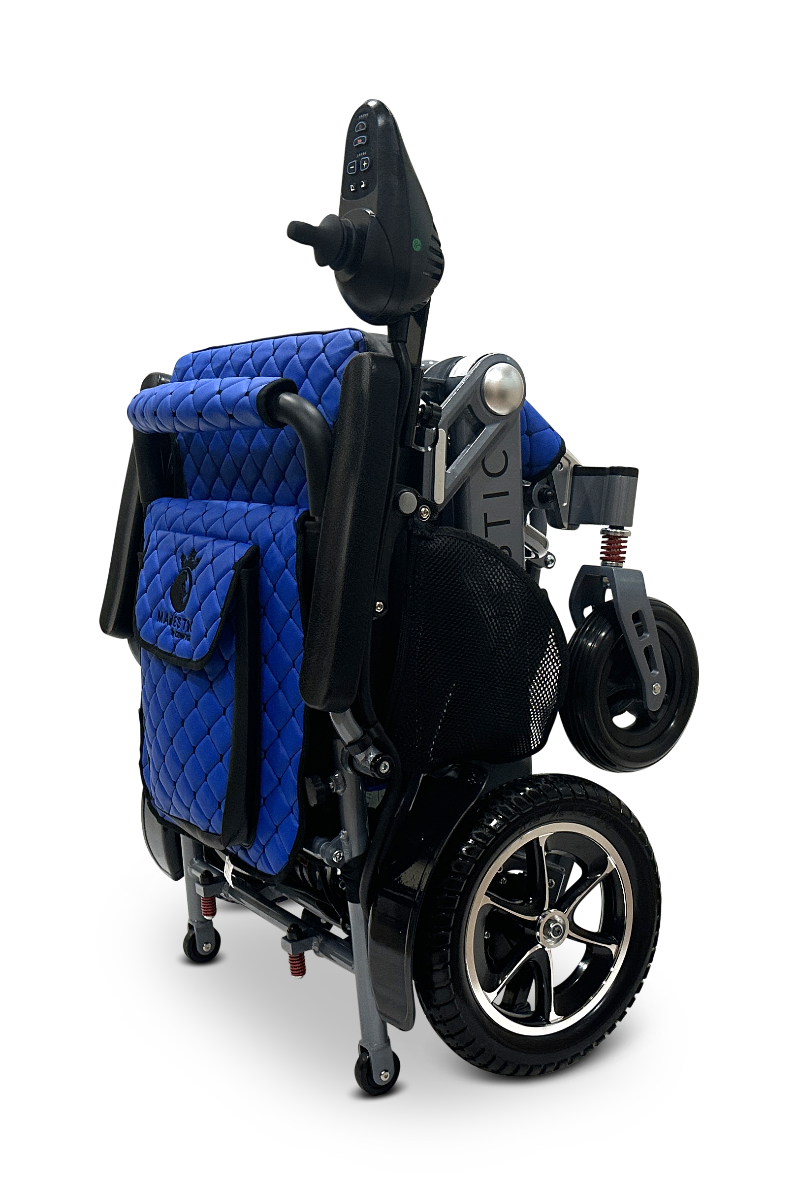 MAJESTIC IQ-7000 Auto Folding Remote Controlled Electric Wheelchair Silver Blue