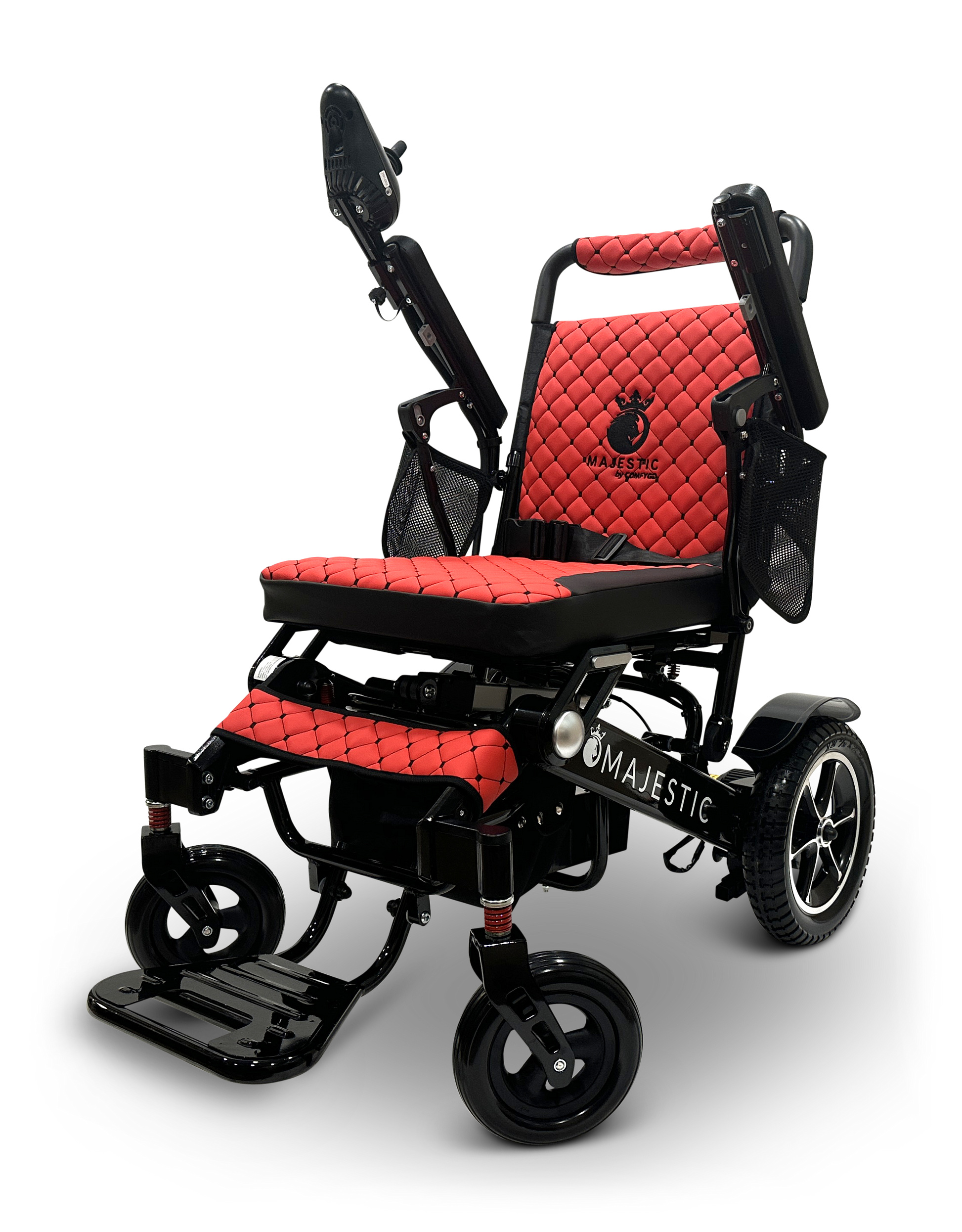 MAJESTIC IQ-7000 Auto Folding Remote Controlled Electric Wheelchair Black Red