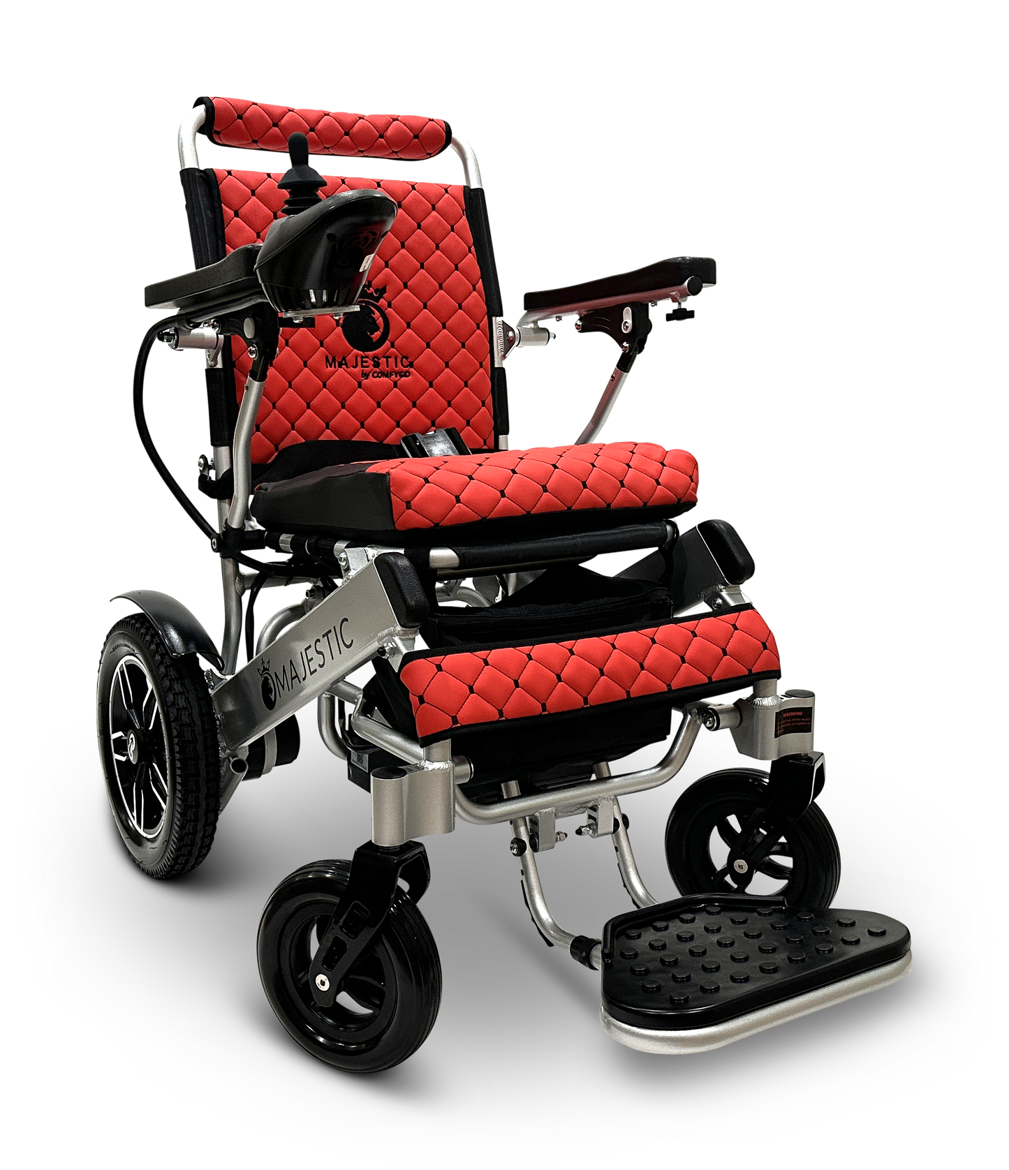 MAJESTIC IQ-8000 Remote Controlled Lightweight Electric Wheelchair Silver Red