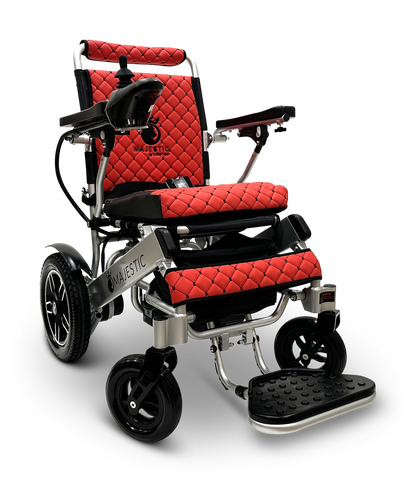 MAJESTIC IQ-8000 Remote Controlled Lightweight Electric Wheelchair Silver Red
