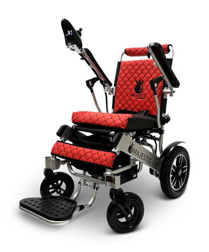 MAJESTIC IQ-8000 Remote Controlled Lightweight Electric Wheelchair Silver Red