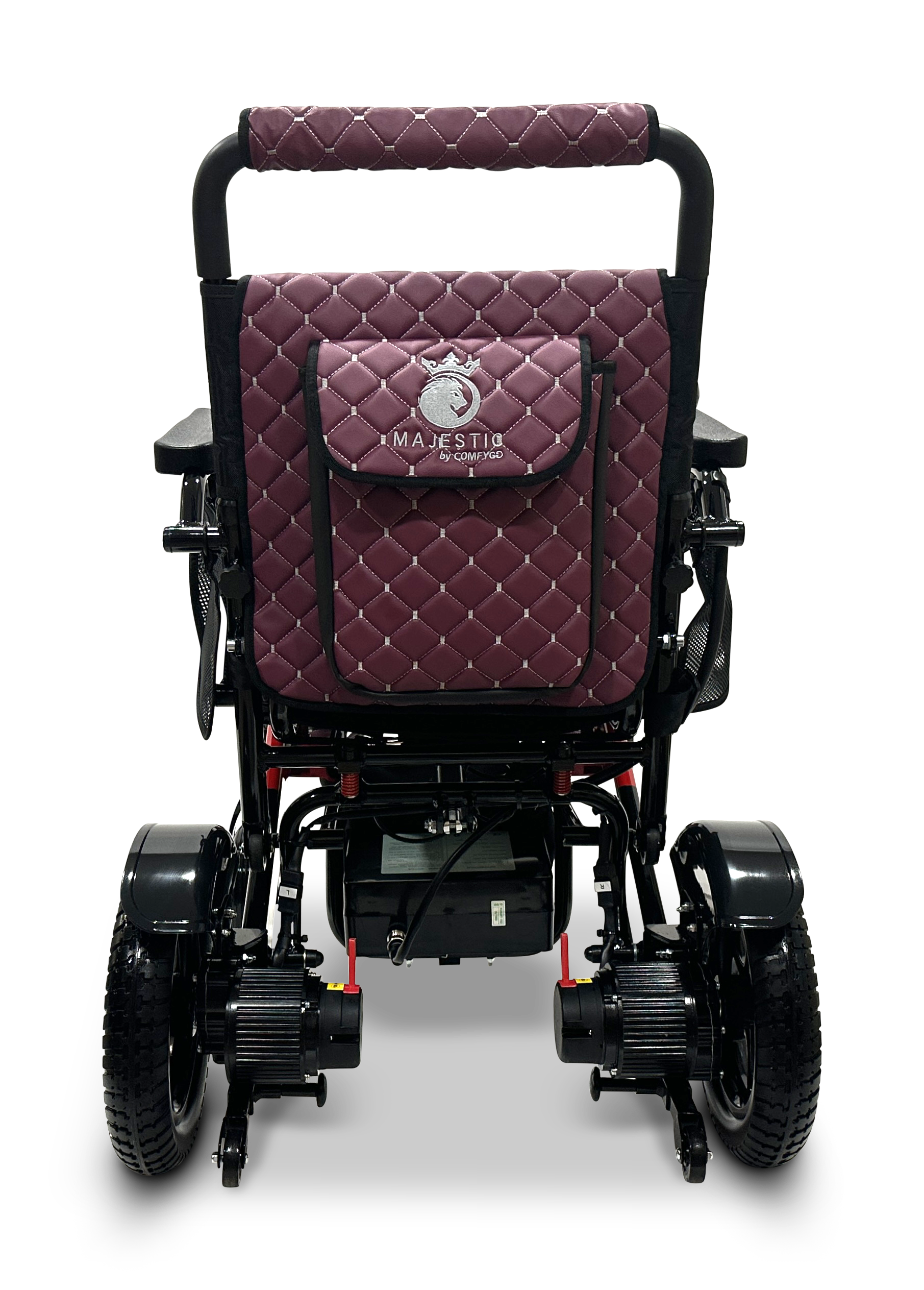 MAJESTIC IQ-7000 Auto Folding Remote Controlled Electric Wheelchair Black & Red Purple