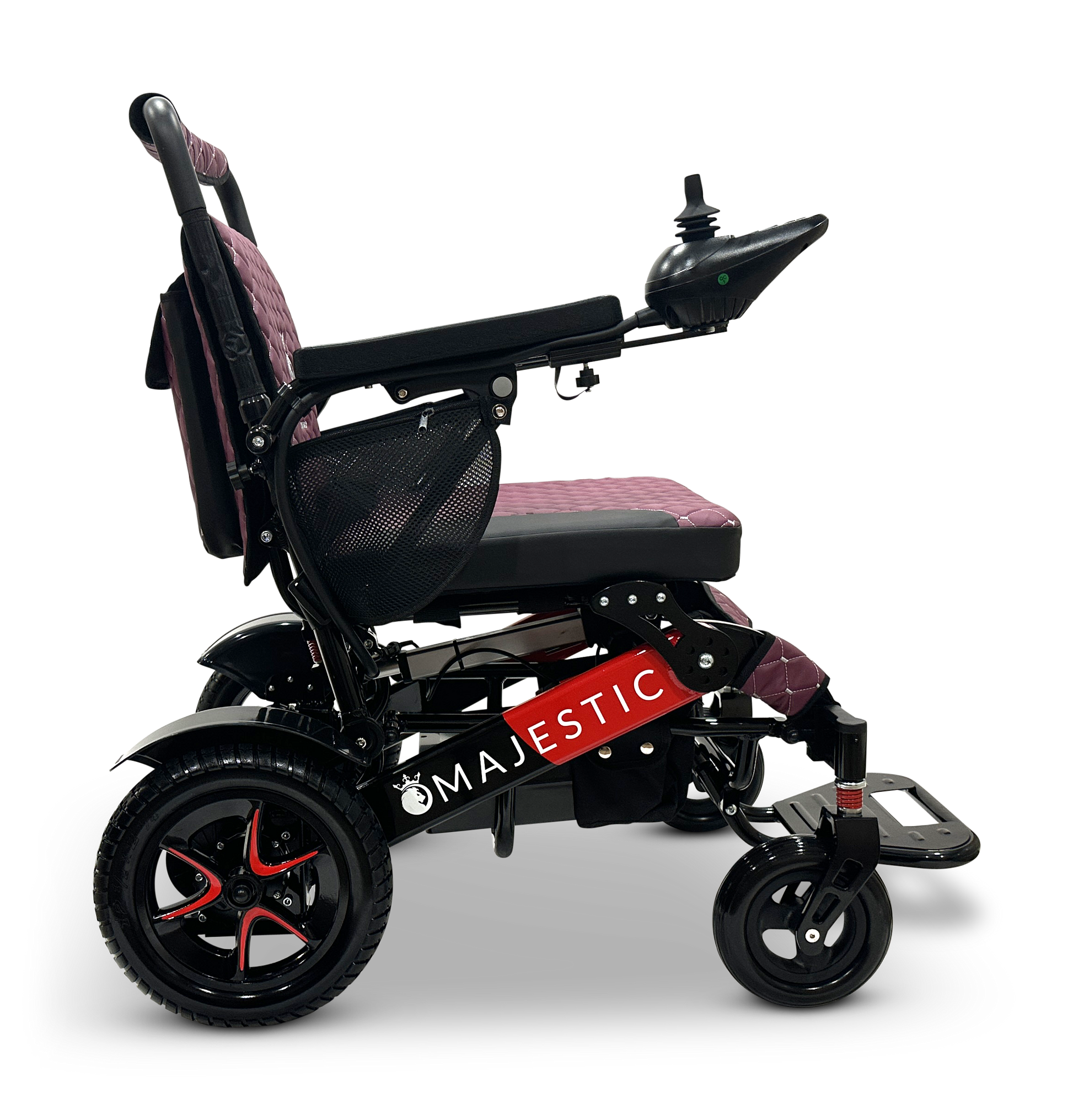 MAJESTIC IQ-7000 Auto Folding Remote Controlled Electric Wheelchair Black & Red Purple