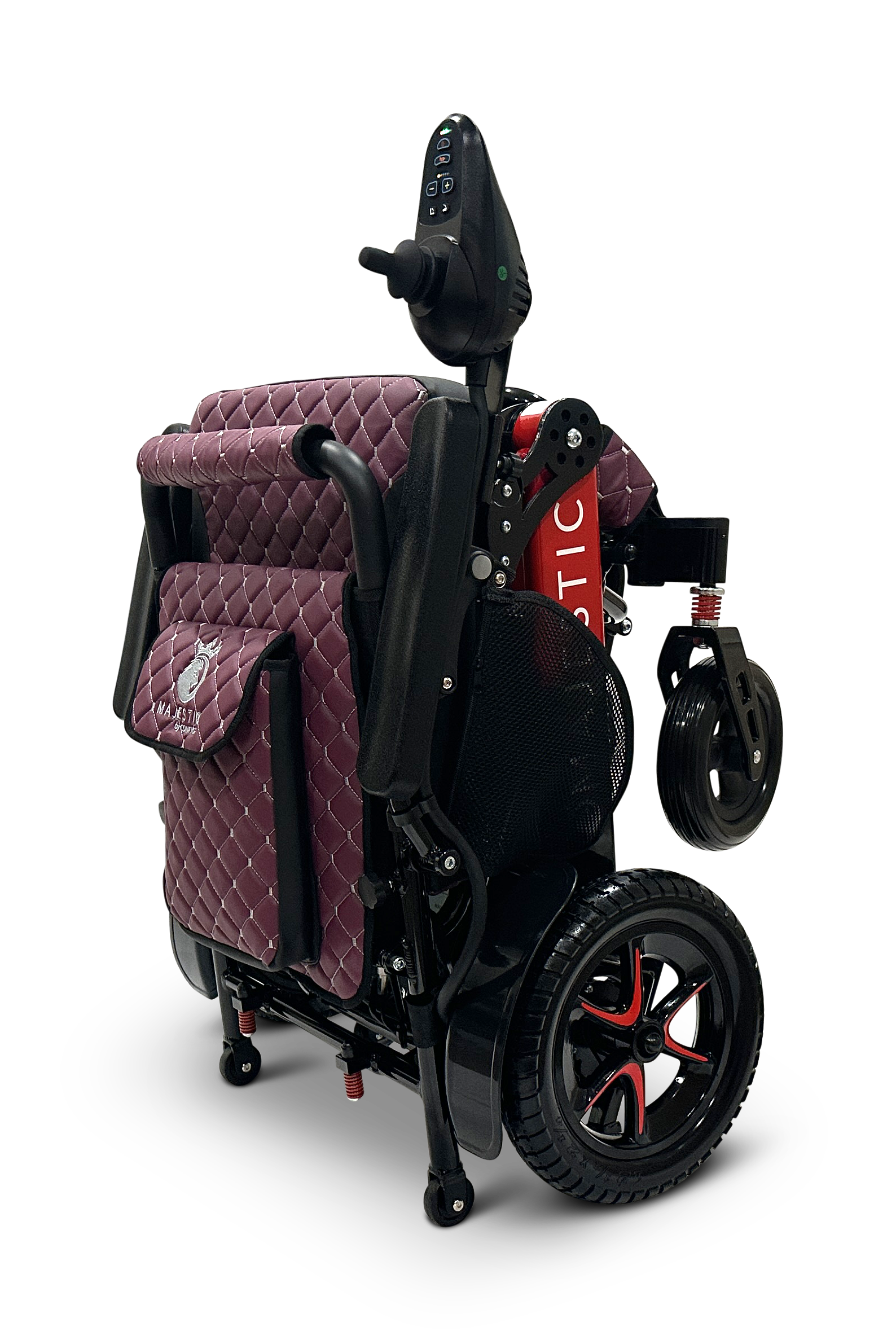 MAJESTIC IQ-7000 Auto Folding Remote Controlled Electric Wheelchair Black & Red Purple