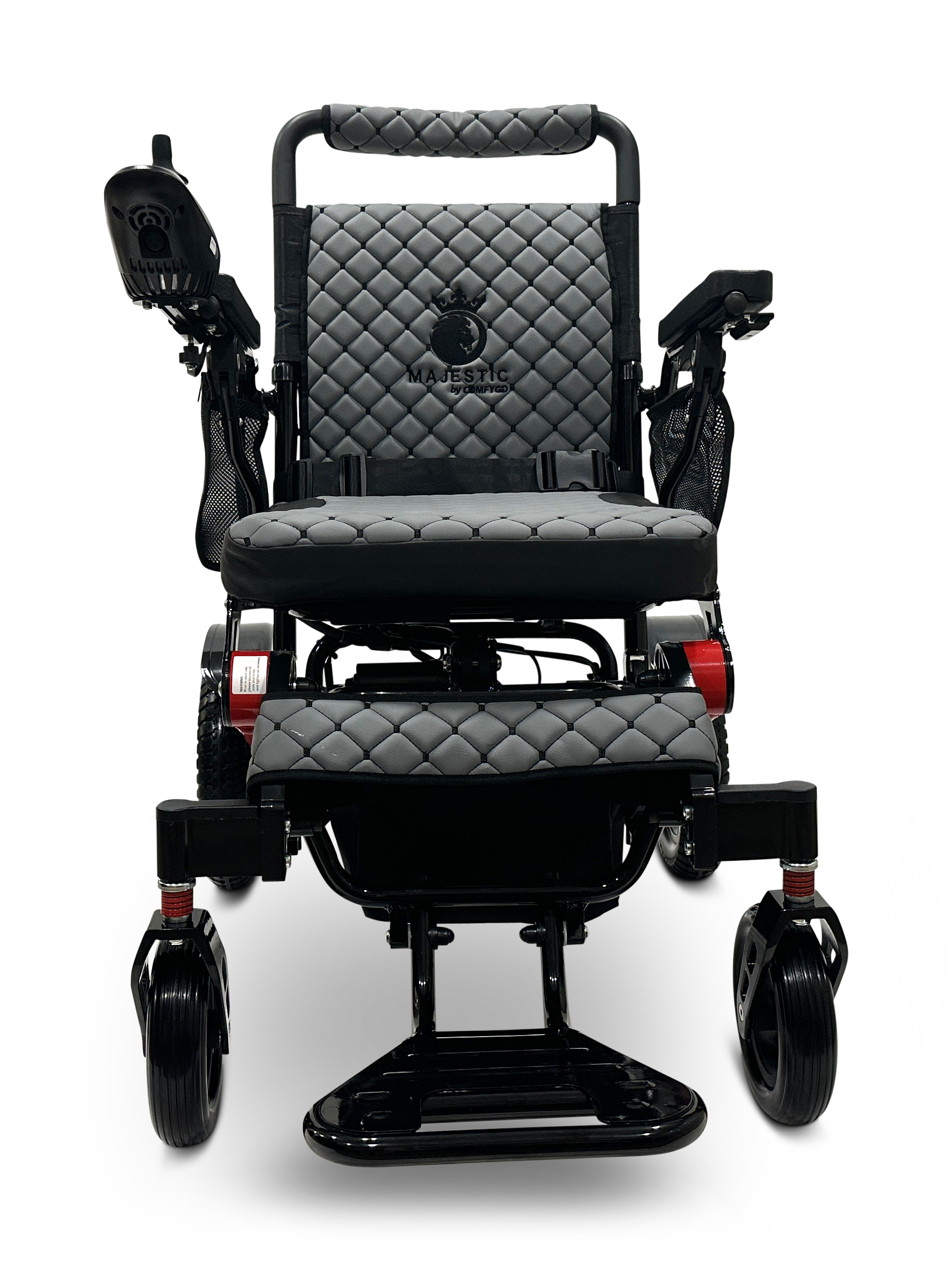MAJESTIC IQ-7000 Auto Folding Remote Controlled Electric Wheelchair Black & Red Gray