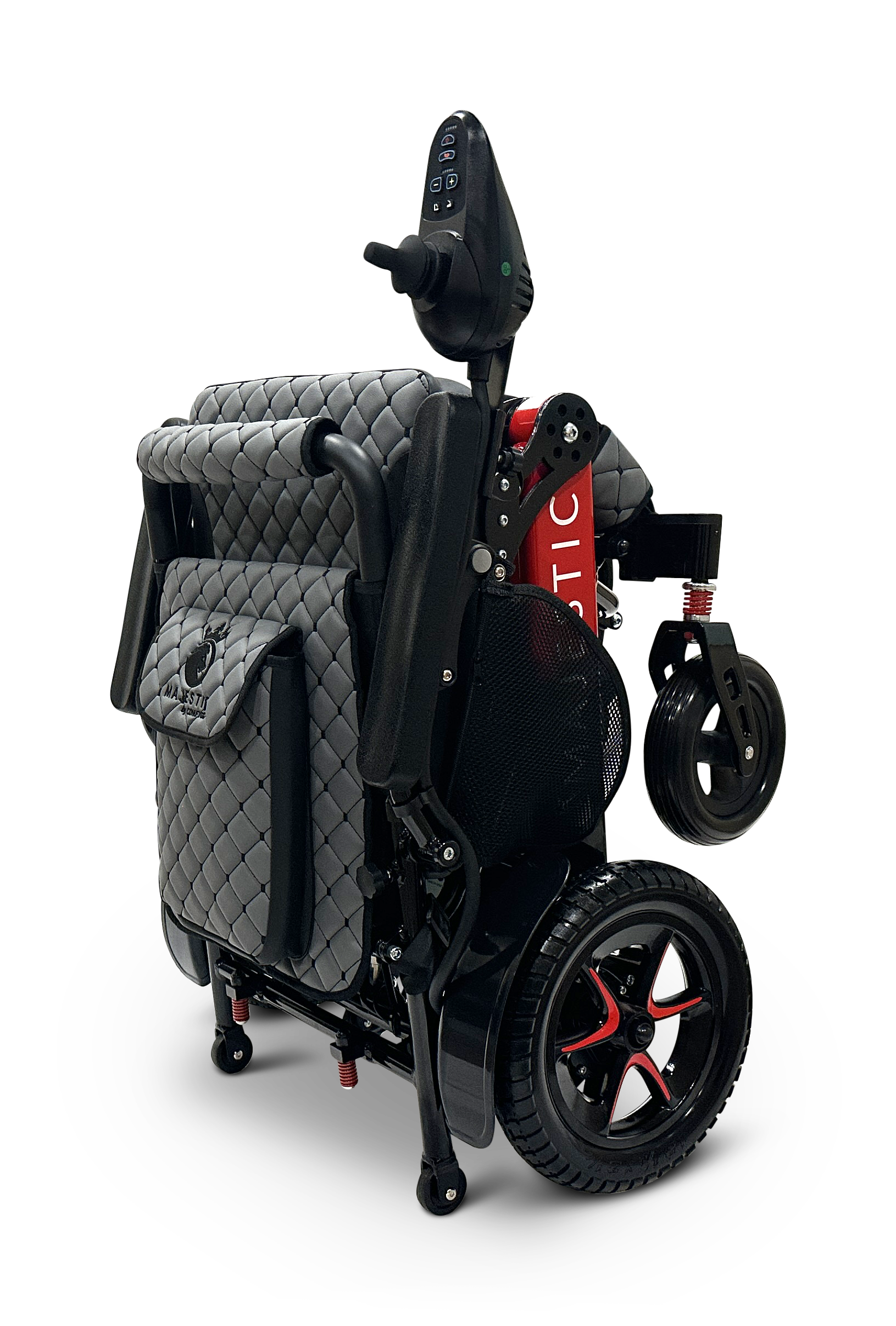 MAJESTIC IQ-7000 Auto Folding Remote Controlled Electric Wheelchair Black & Red Gray