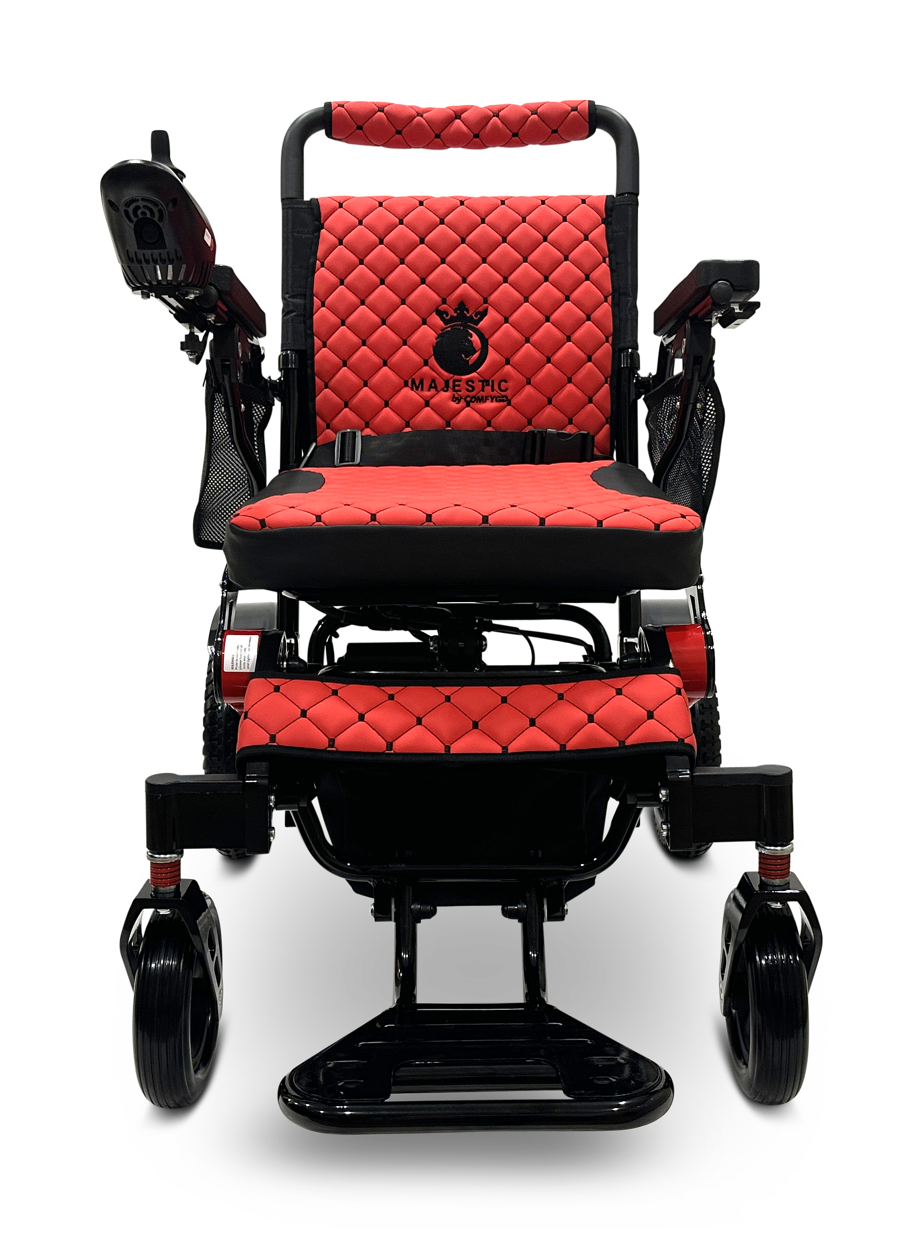MAJESTIC IQ-7000 Auto Folding Remote Controlled Electric Wheelchair Black & Red Red
