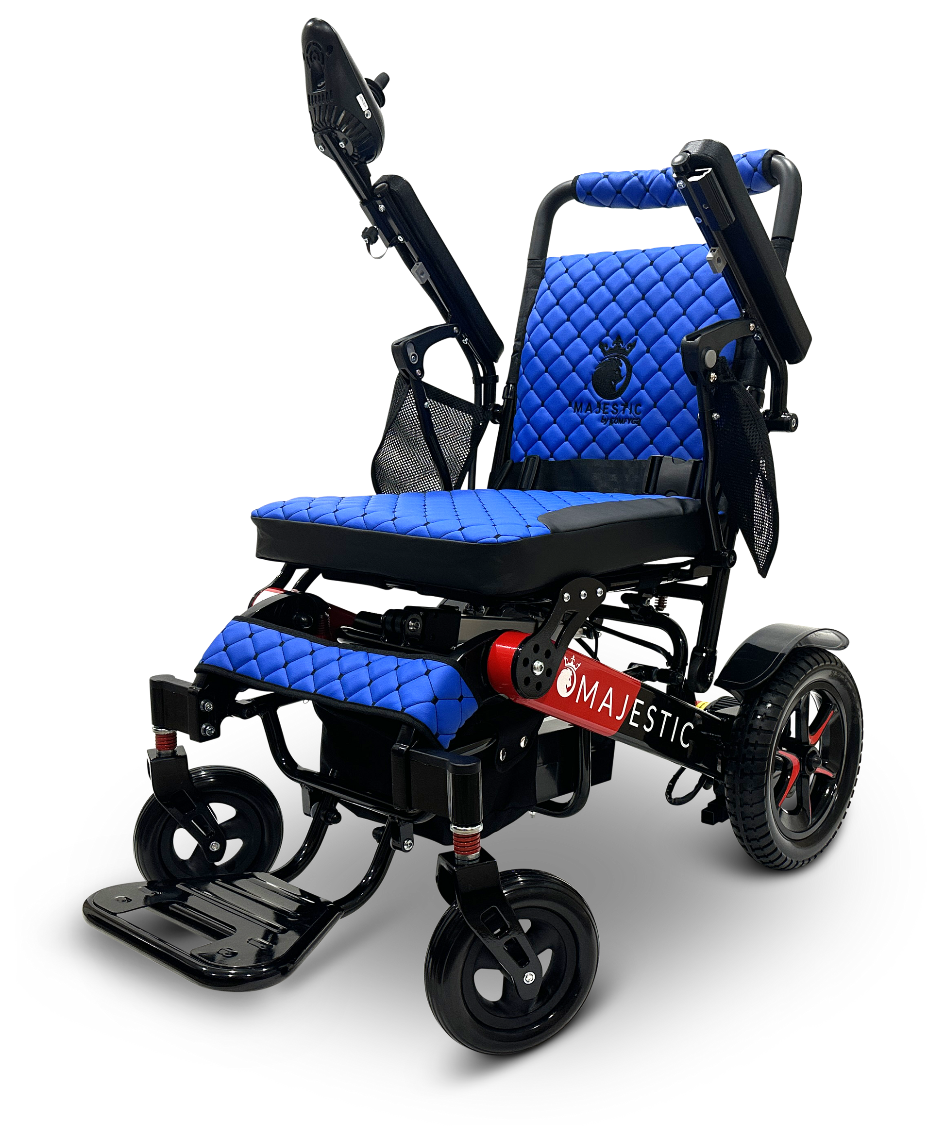 MAJESTIC IQ-7000 Auto Folding Remote Controlled Electric Wheelchair Black & Red Blue