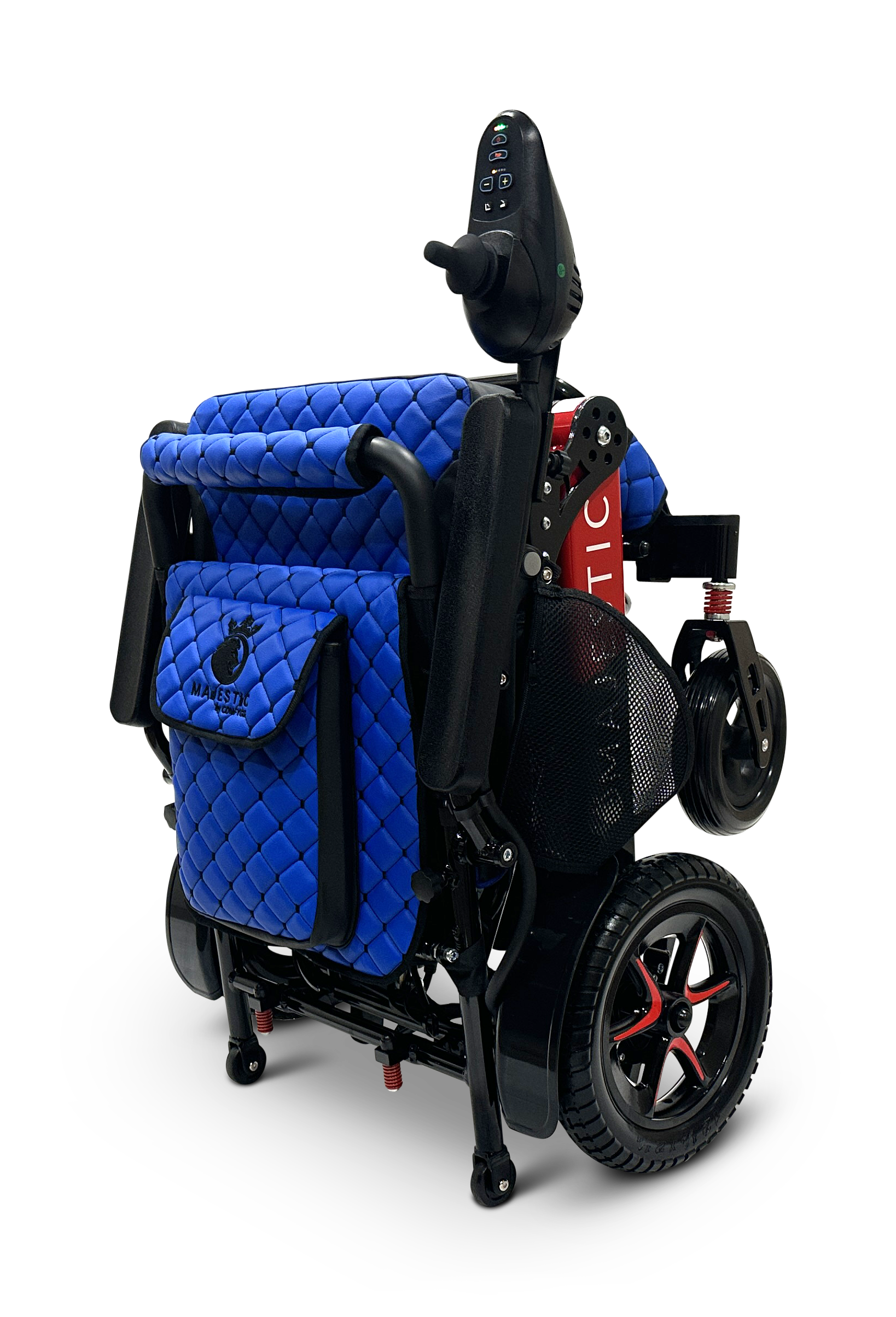 MAJESTIC IQ-7000 Auto Folding Remote Controlled Electric Wheelchair Black & Red Blue