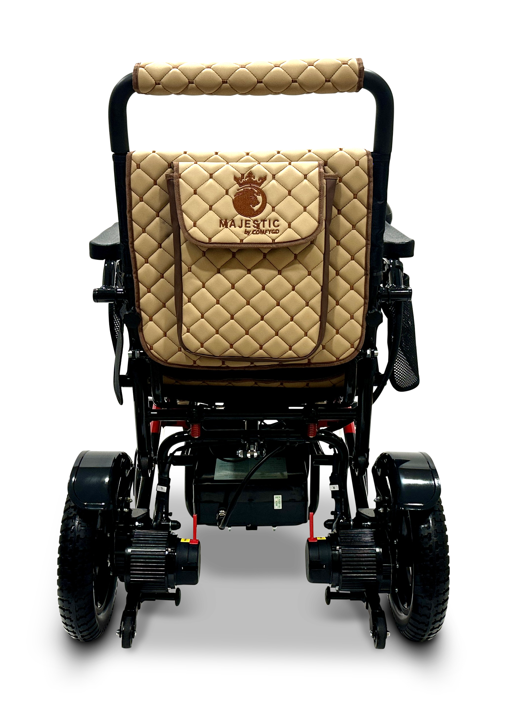 MAJESTIC IQ-7000 Auto Folding Remote Controlled Electric Wheelchair Black & Red Coffee