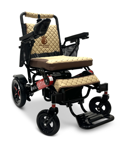 MAJESTIC IQ-7000 Auto Folding Remote Controlled Electric Wheelchair Black & Red Coffee