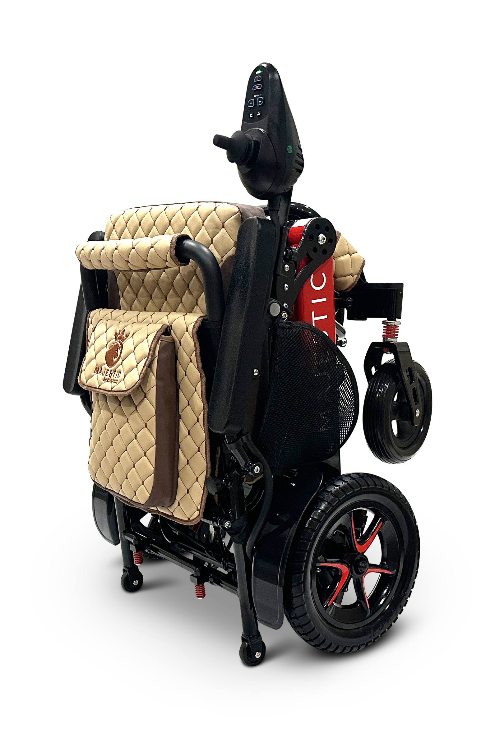 MAJESTIC IQ-7000 Auto Folding Remote Controlled Electric Wheelchair Black & Red Coffee