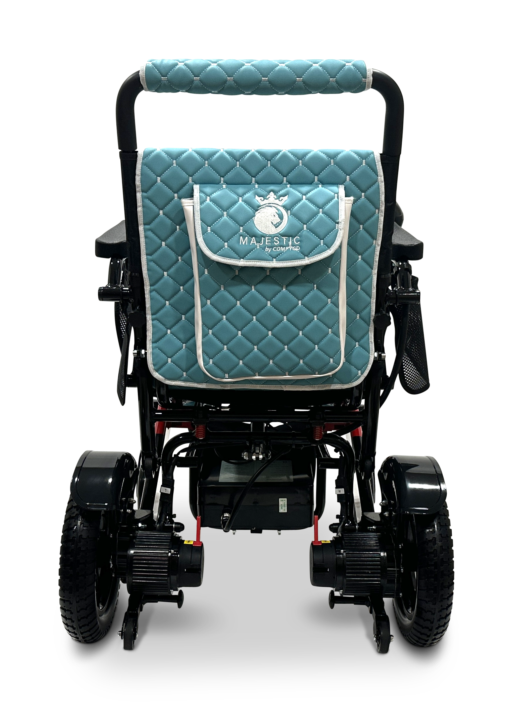 MAJESTIC IQ-7000 Auto Folding Remote Controlled Electric Wheelchair Black & Red Teal