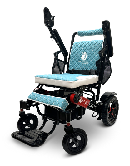 MAJESTIC IQ-7000 Auto Folding Remote Controlled Electric Wheelchair Black & Red Teal