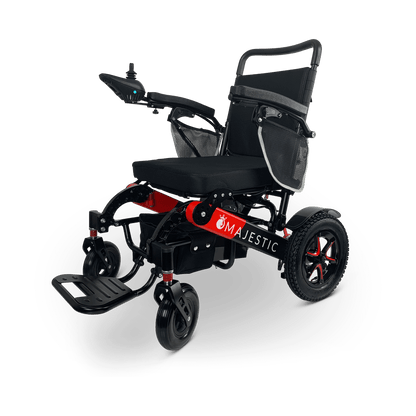 MAJESTIC IQ-7000 Auto Folding Remote Controlled Electric Wheelchair Black & Red Standard