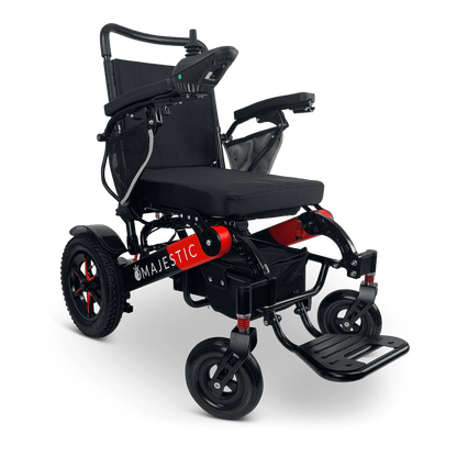 MAJESTIC IQ-7000 Auto Folding Remote Controlled Electric Wheelchair Black & Red Standard